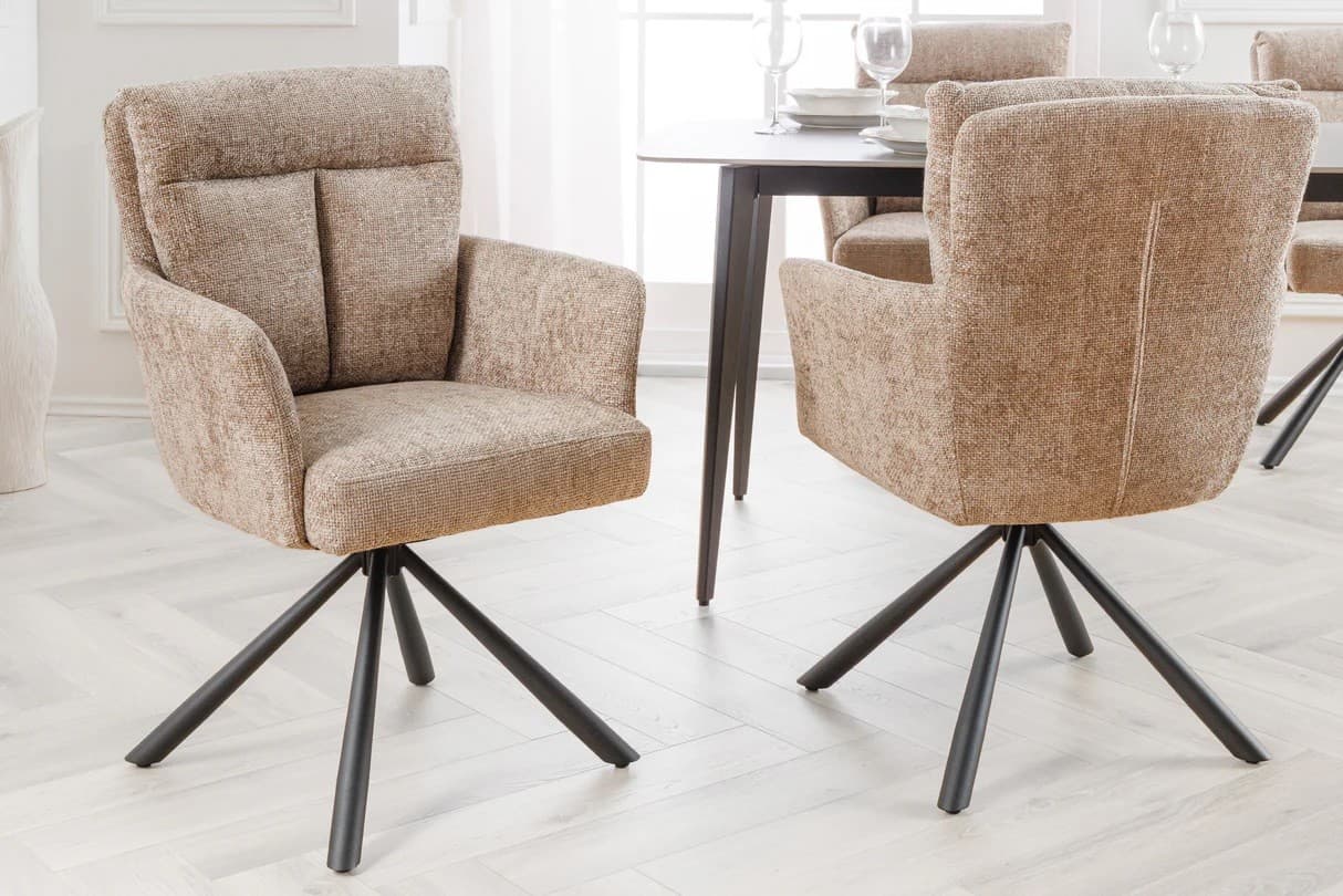 Estila Dizajnová retro otočná stolička Dover s prešívaným čalúnením v béžovo sivej farbe 92 cm