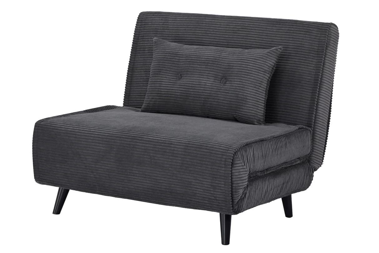 Estila Dizajnové škandinávske rozkladacie kreslo Kurt tmavej sivej farby s menčestrovým poťahom 100 cm 1