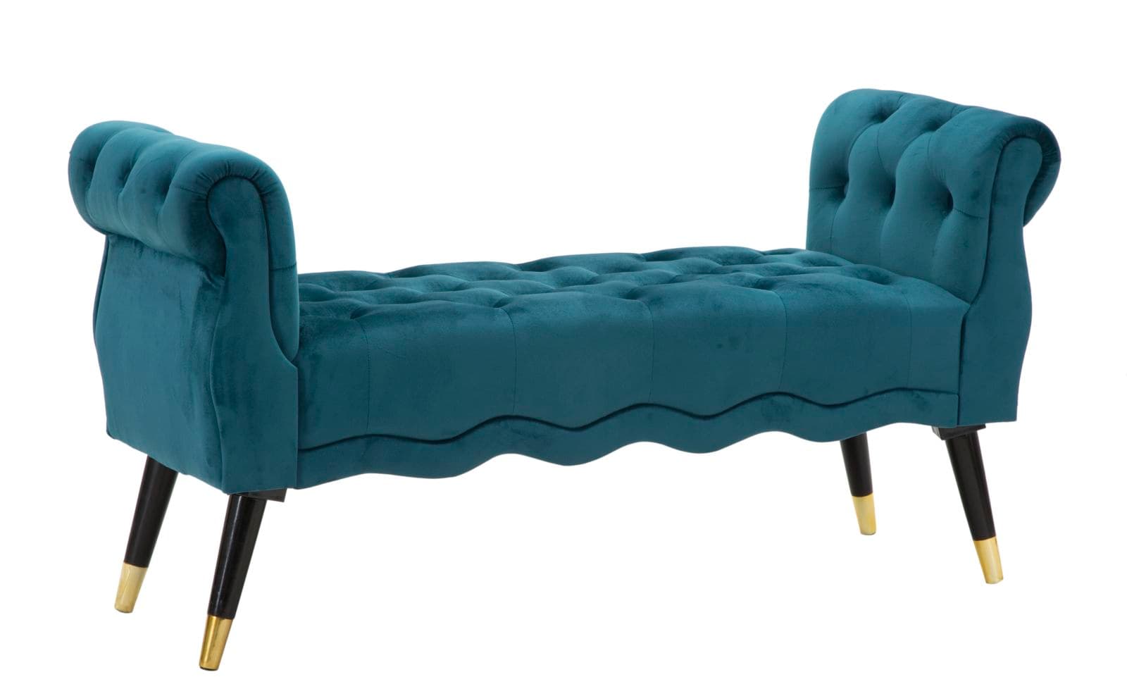 Lavica Paris 120 cm zamat tyrkysová/zlatá