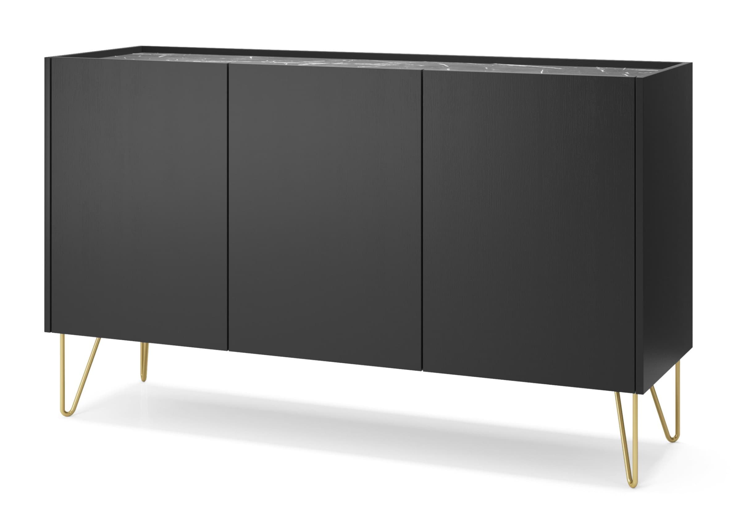 Komoda Harmony Va 144 cm čierna/čierny mramor