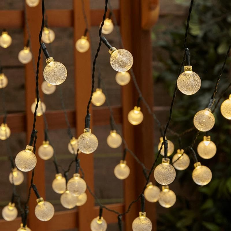 Solárna LED svetelná reťaz Bubble 9,35 m čierna/teplá biela