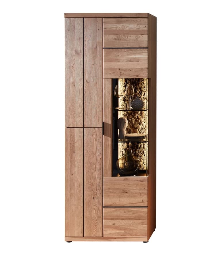 Vitrína Napoli 01 s LED 75 cm z masívu dub Bianco 1