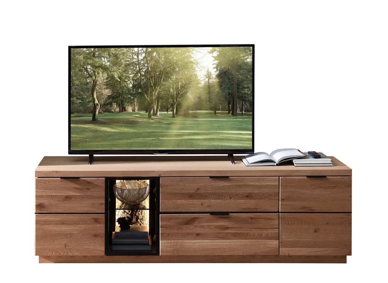TV stolík Napoli 31 s LED osvetlením 200 cm z masívu dub Bianco