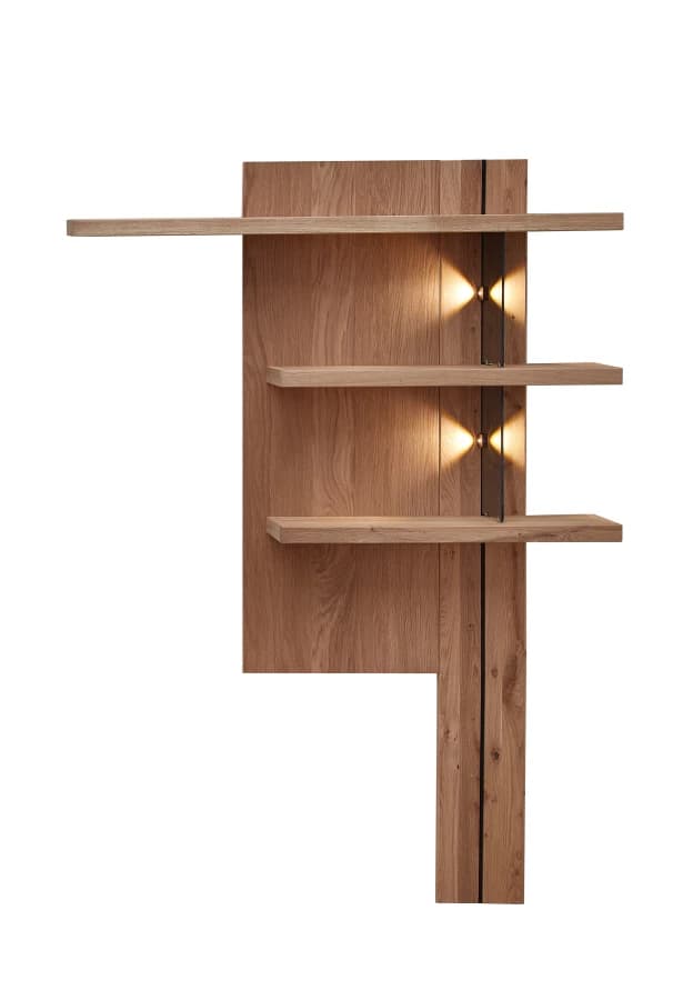 Policový panel Napoli 34 s LED 121 cm z masívu dub biely 1