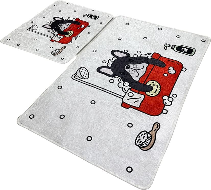 Súprava 2 kusov kúpeľňových predložiek Dogs Shower sivá 1
