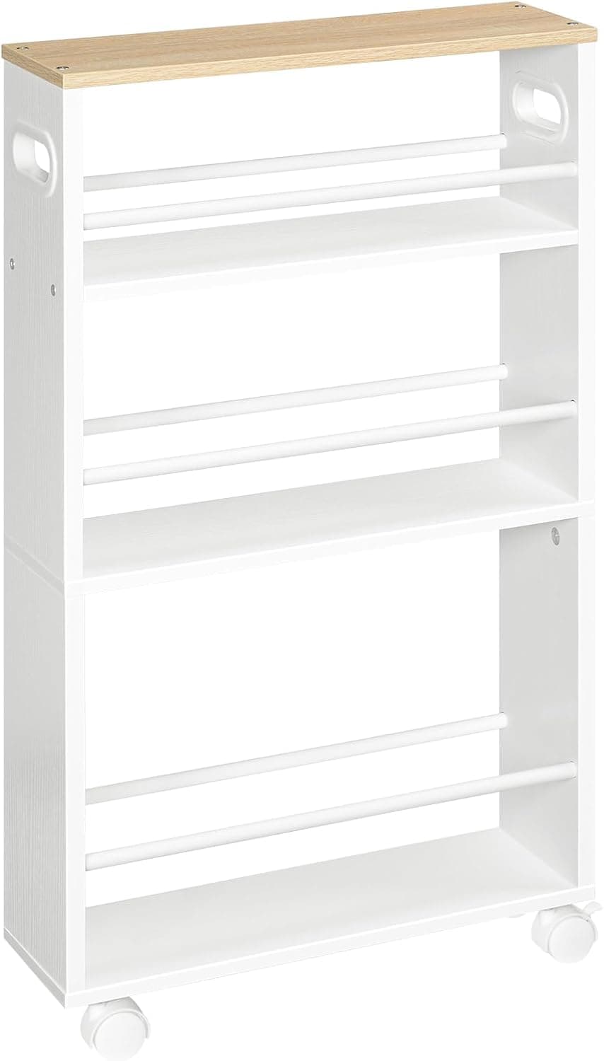 Úzky pojazdný kuchynský regál Vasagle Tonari 45 cm biely/hnedý
