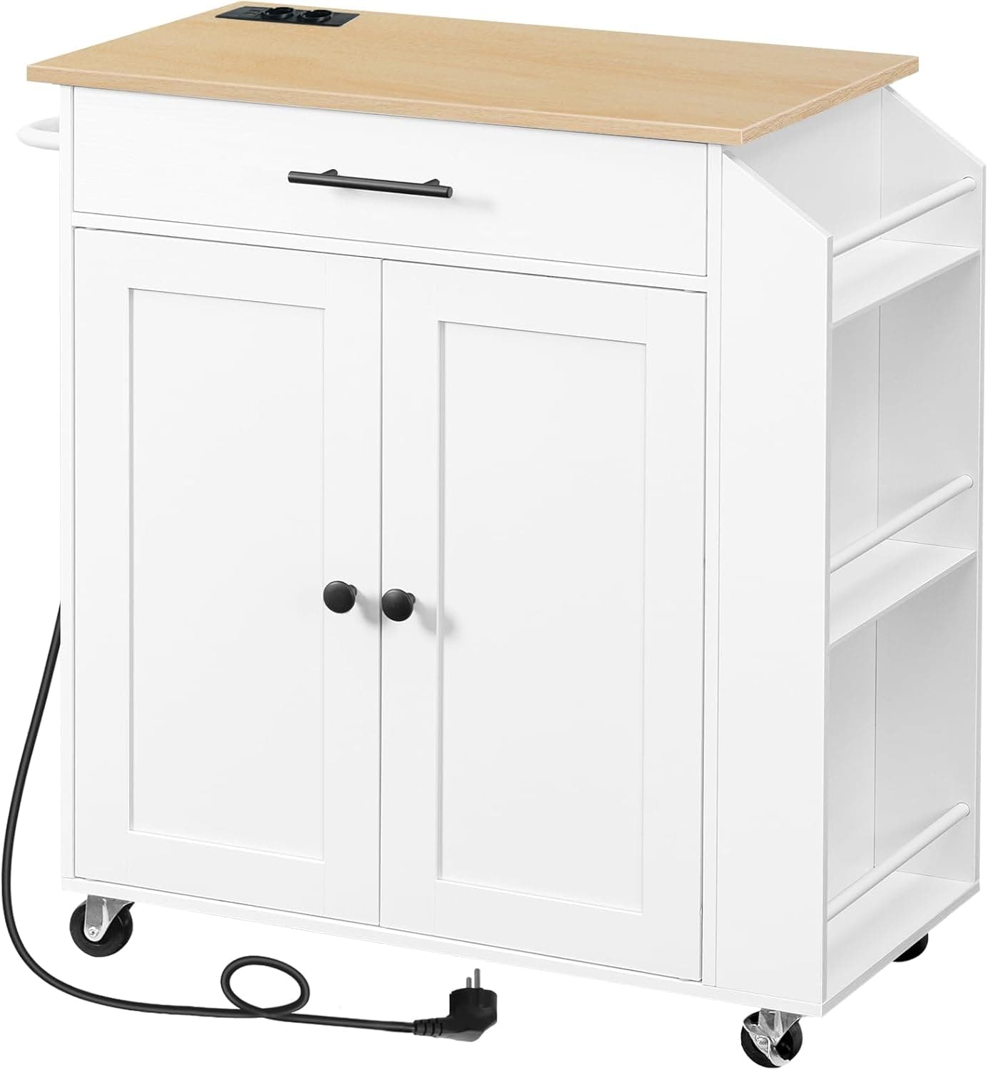 Pojazdný kuchynský vozík s predlžovacím káblom Vasagle Asha 73 cm biely