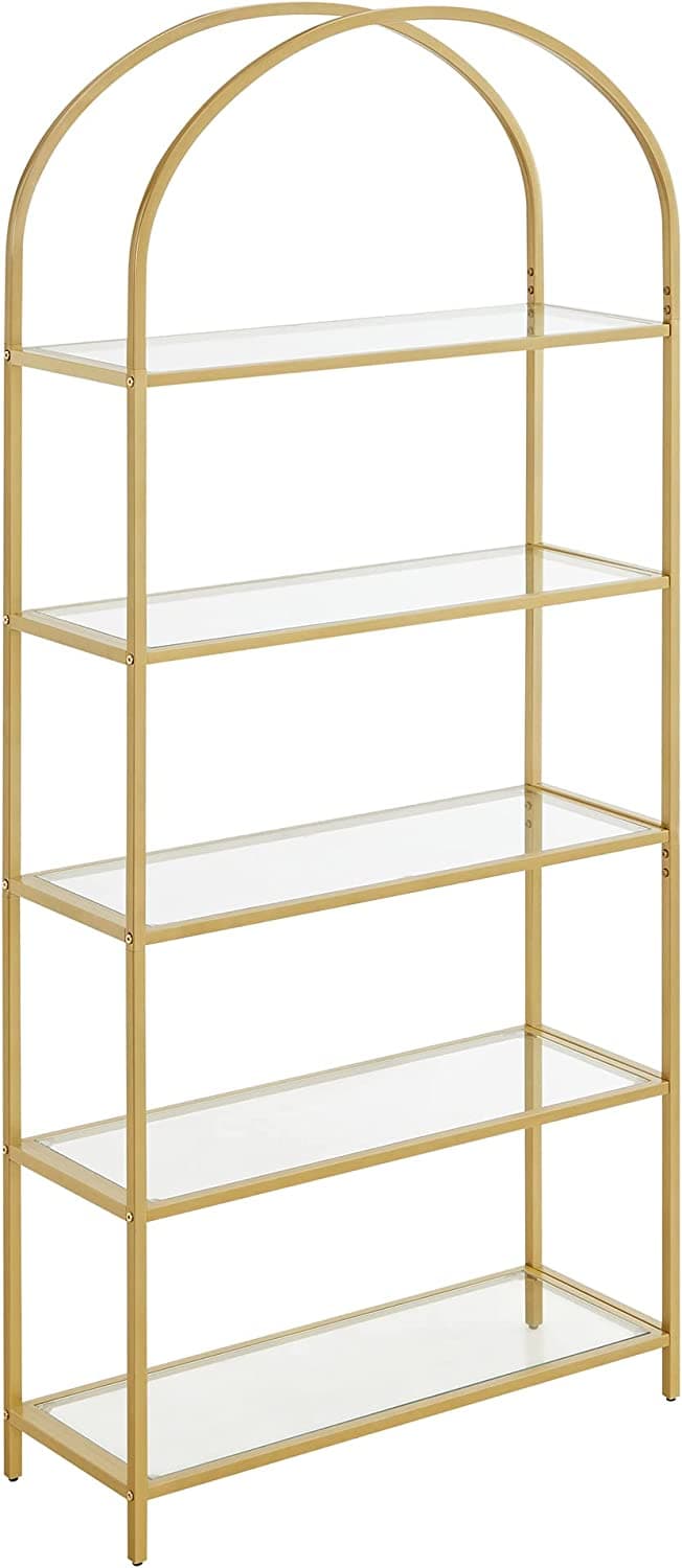 Sklenená knižnica Vasagle Montrie 183,5 cm zlatá