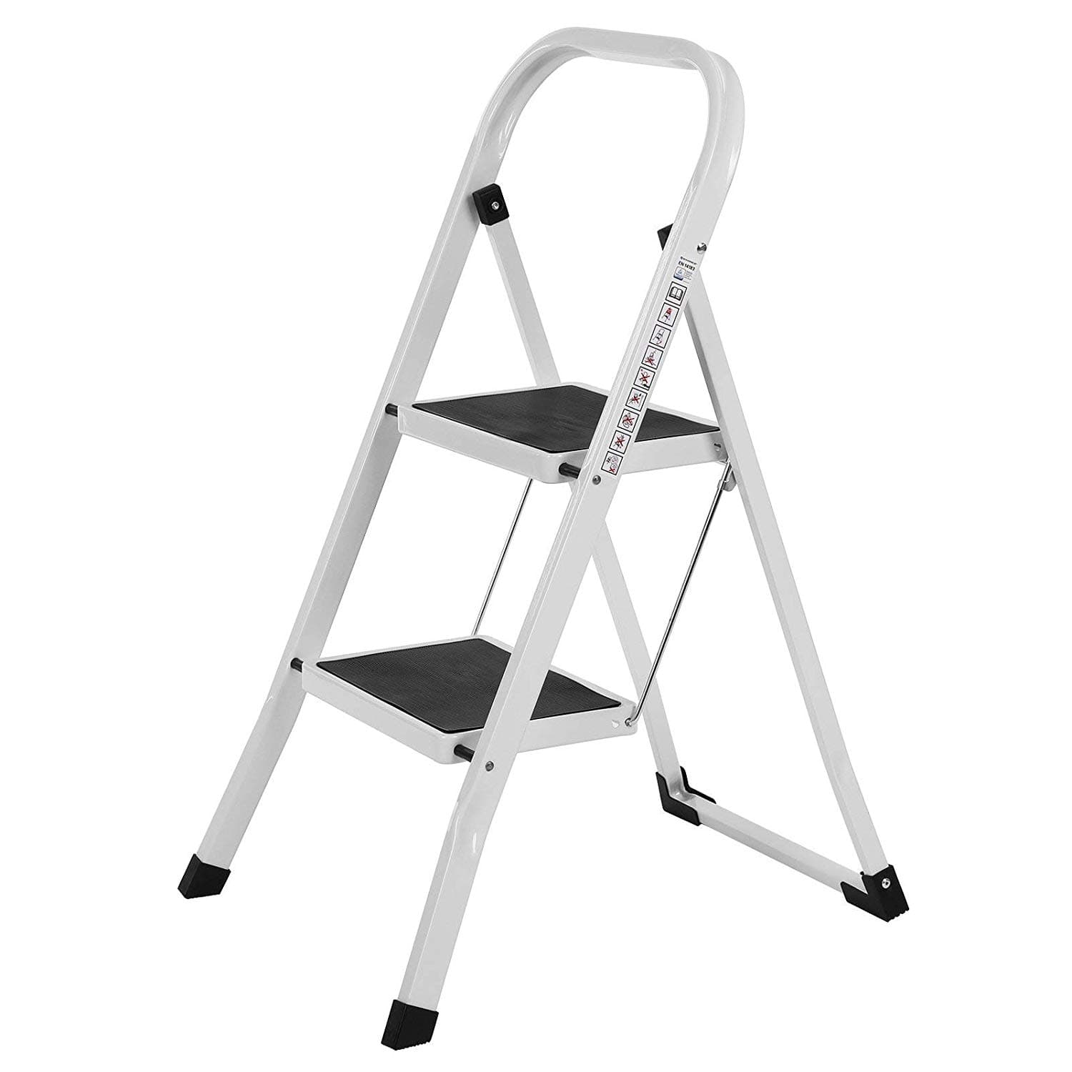 Dvojúrovňové skladacie schodíky TRIO biele/čierne 1