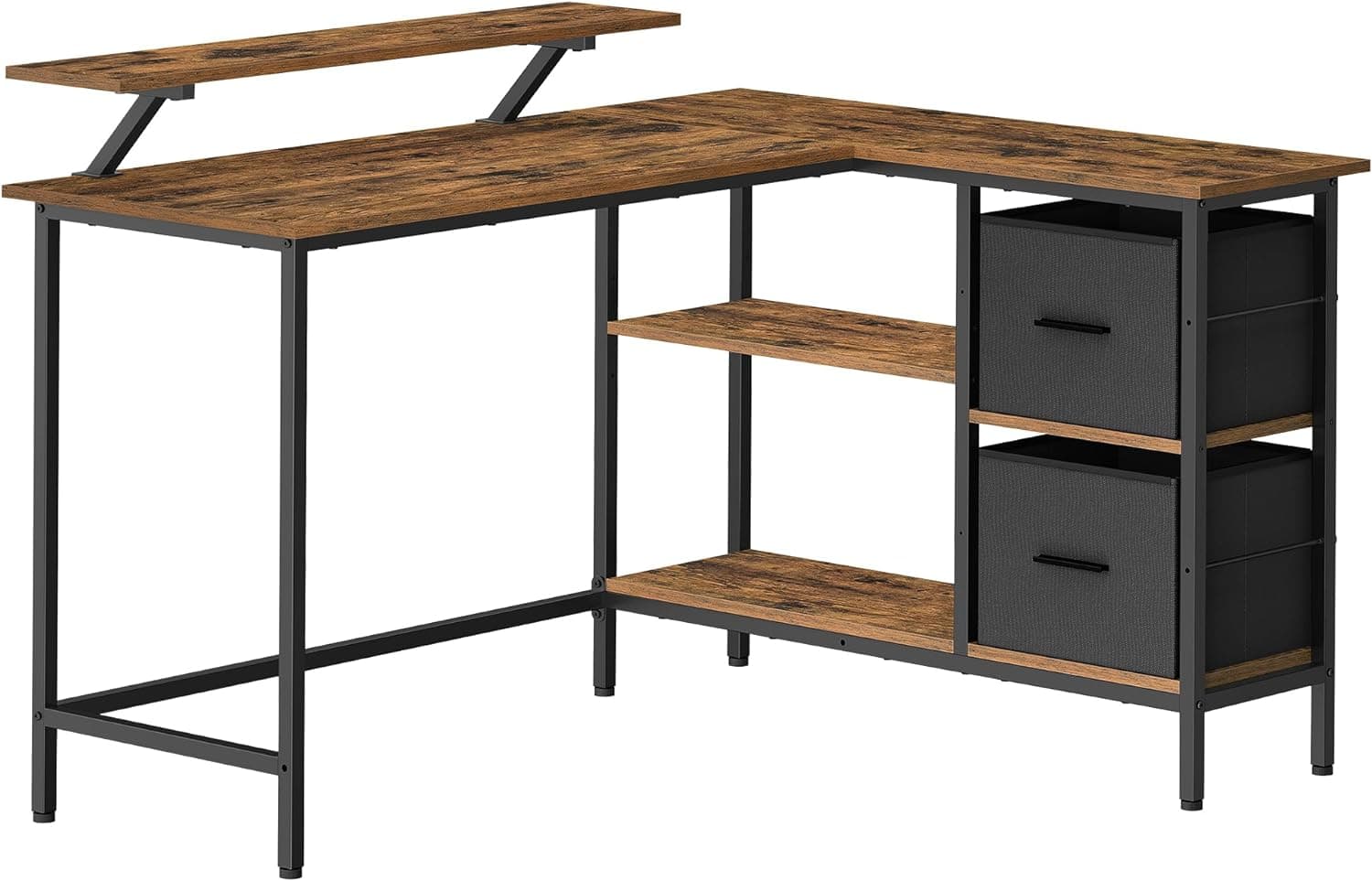 Rohový písací stôl Vasagle Very hnedo-čierny 1