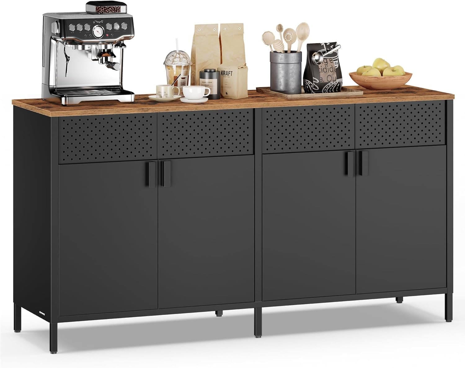 Komoda Vasagle Teduo 141 cm čierna/hnedá