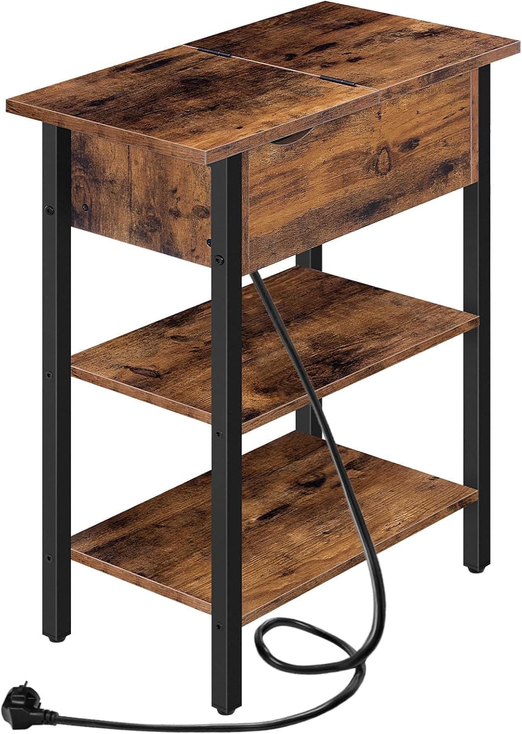 Odkladací stolík Vasagle Frenzy 48 cm s nabíjacou stanicou hnedý/čierny