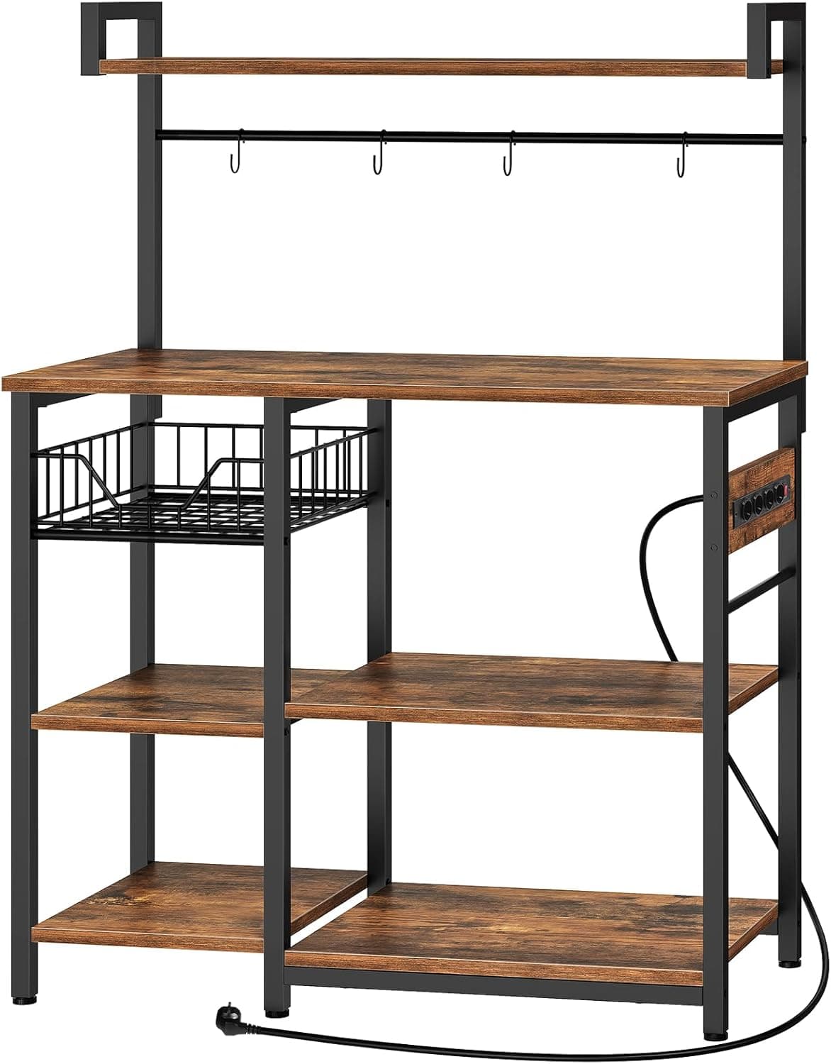 Kuchynský regál Vasagle Emmi 90 cm so zásuvkami hnedý/čierny