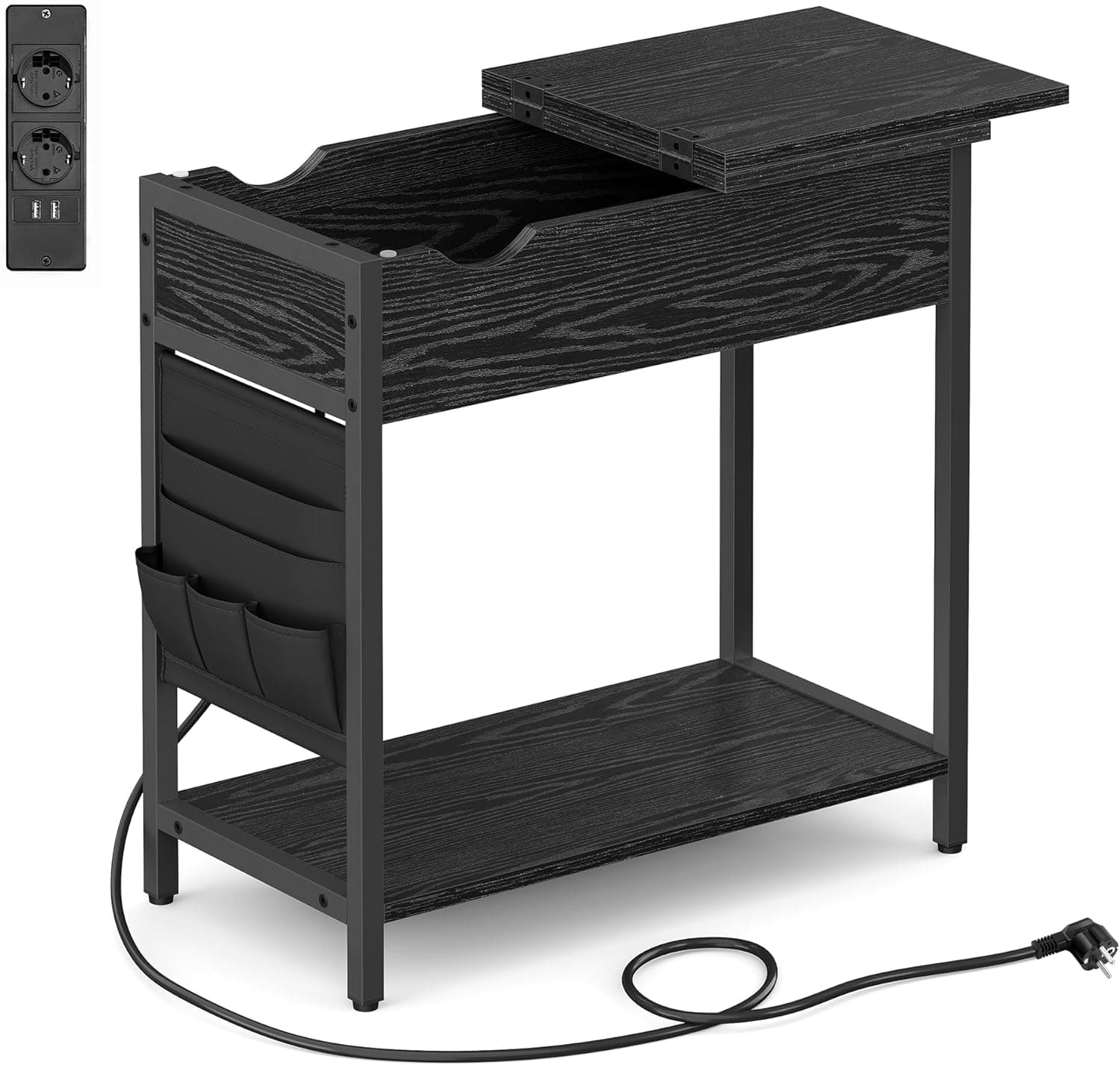 Odkladací stolík Vasagle Laurin s USB portami čierny 1