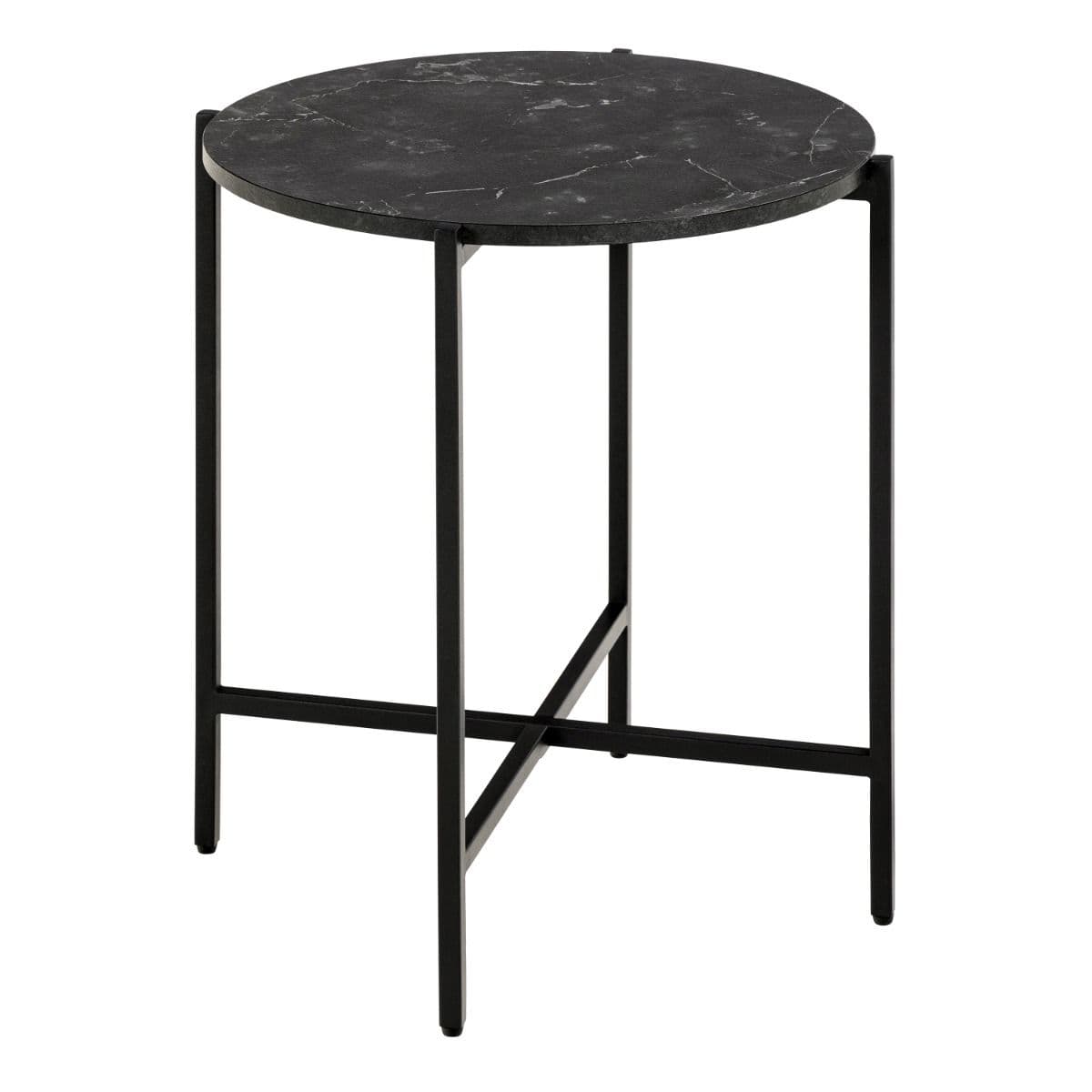 Odkladací stolík Lamoine 40 cm čierny/čierny mramor 1