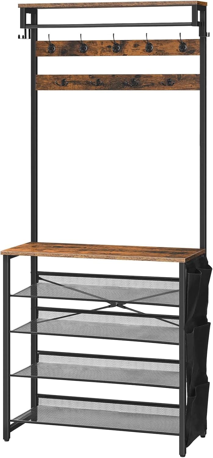 Predsieňový vešiak s botníkom Vasagle Mino 75 cm čierny/hnedý 1