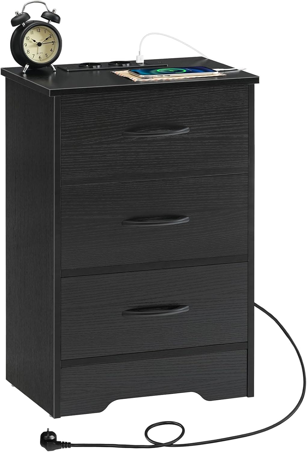 Nočný stolík s nabíjacou stanicou Xare 39 cm čierny 1