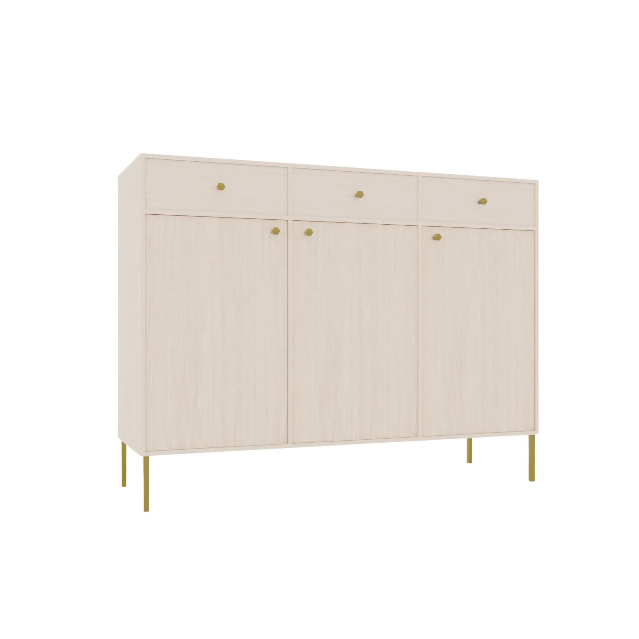 Komoda Tilina 3D 3S 125 cm béžová/zlatá 1