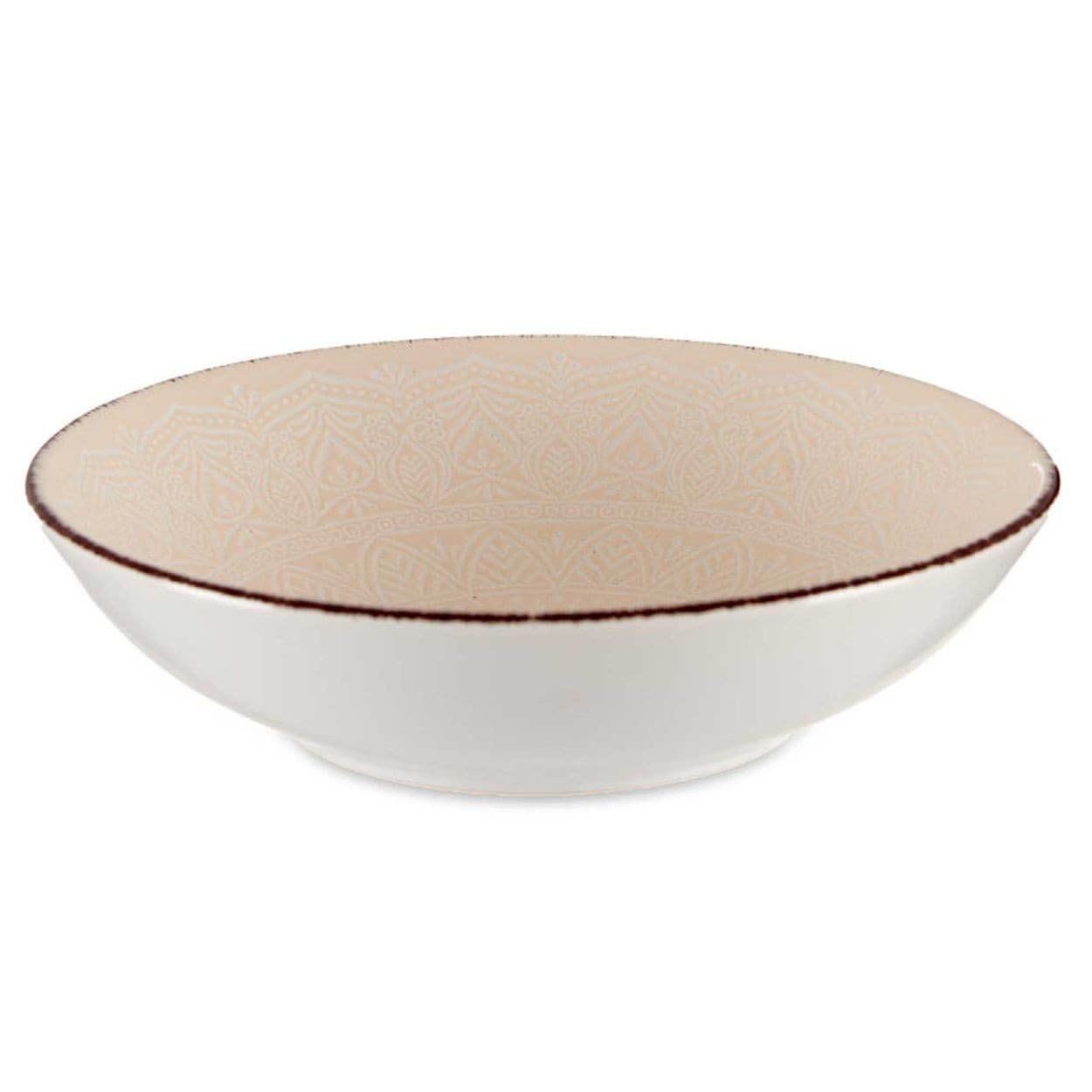 Hlboký kameninový tanier MANDALA 20 cm béžový 1