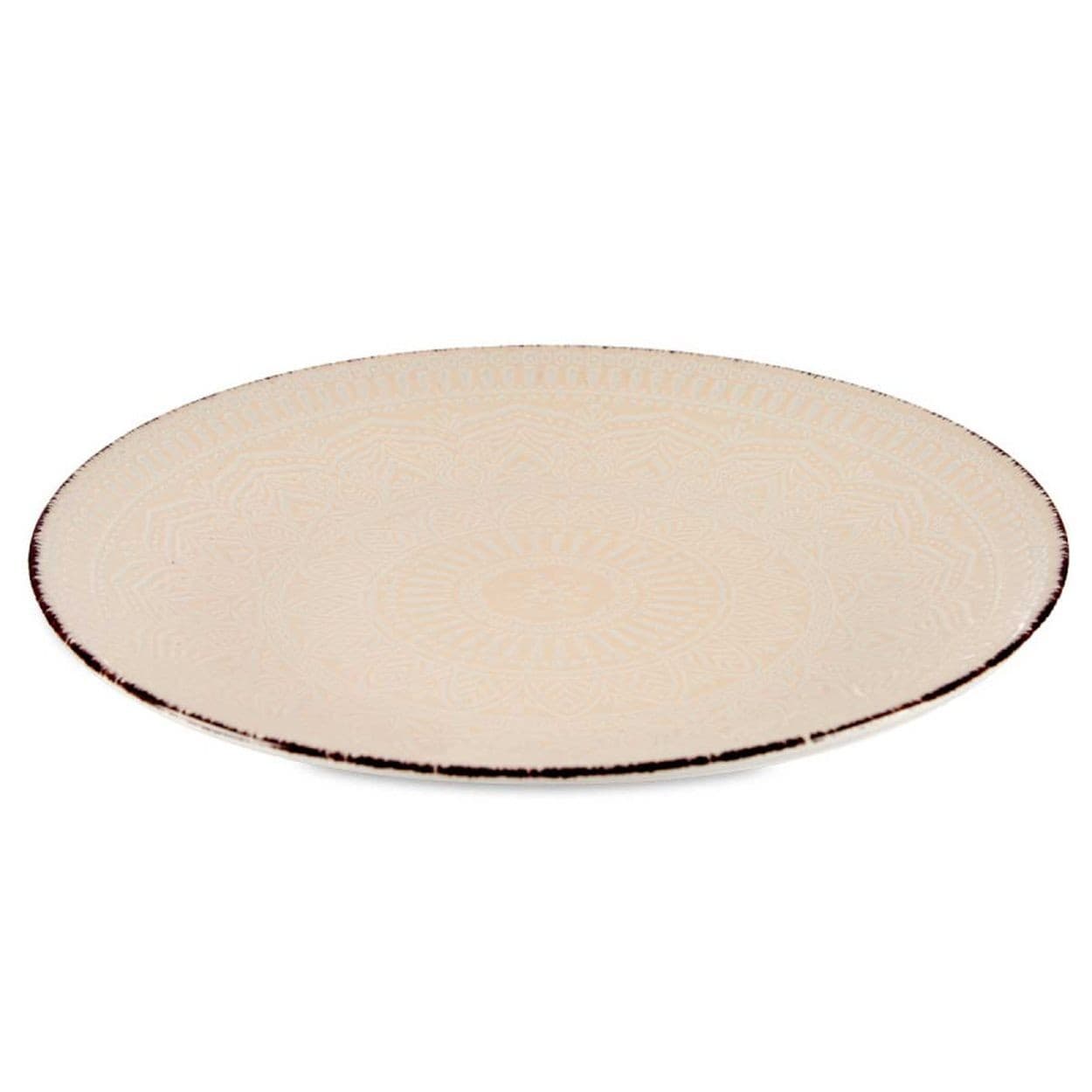 Plytký kameninový tanier MANDALA 27 cm béžový 1