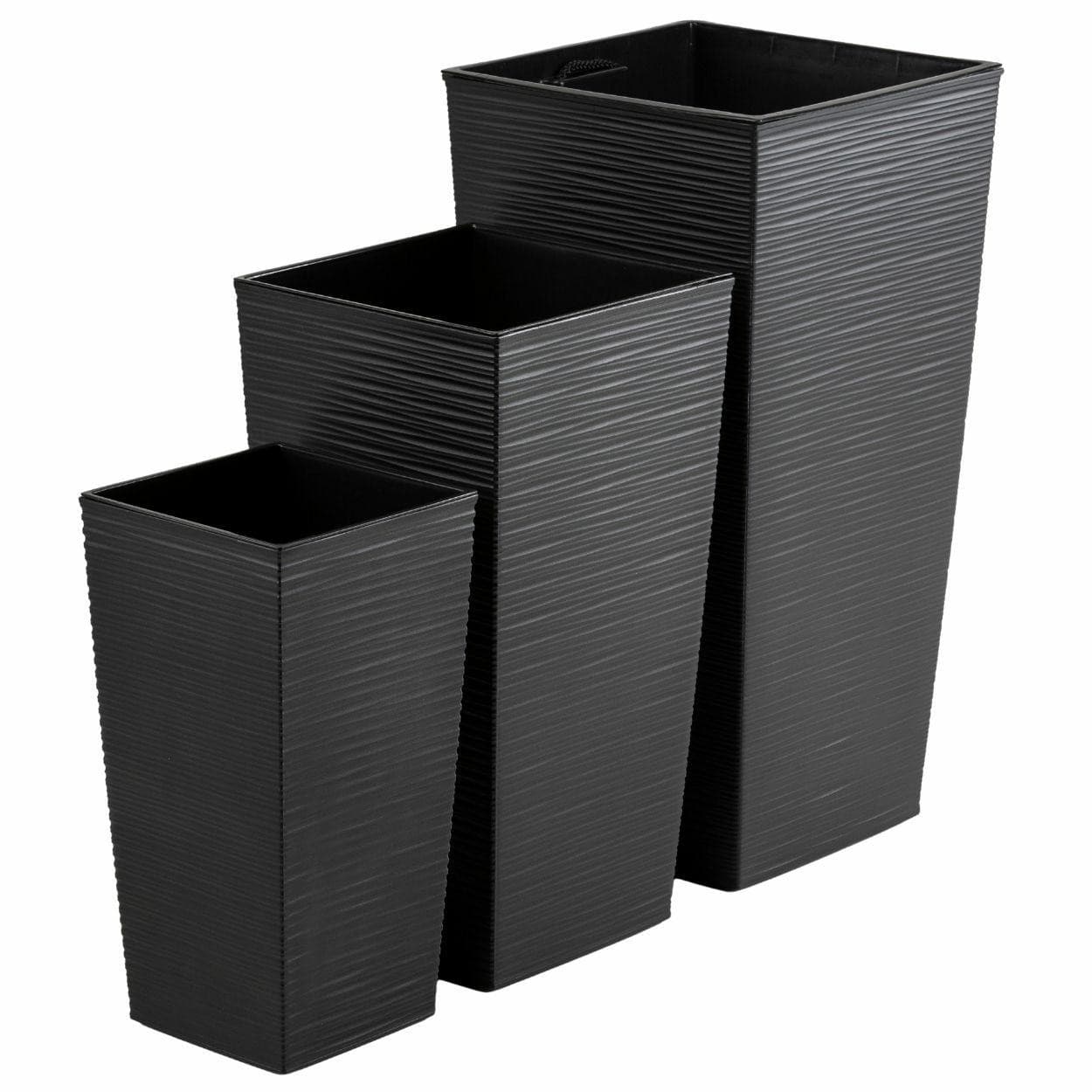 Sada 3 ks kvetináčov Porto Riflo 57x29,5/46x24,7/36,6x18,9 cm čierna