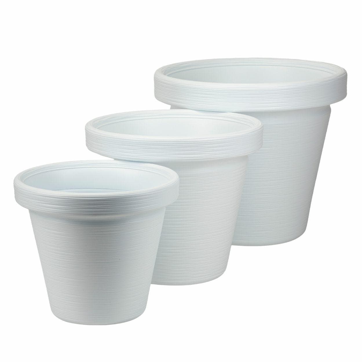 Sada 3 ks kvetináčov SRTIA RIFLO 47,9x55/40x46/33,9x39 cm biela