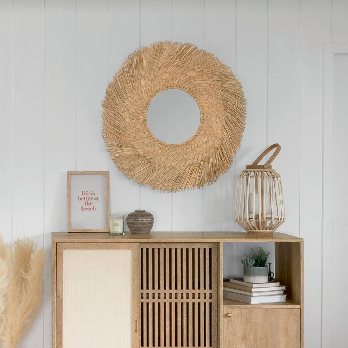 Okrúhle nástenné zrkadlo Rama 80 cm hnedé