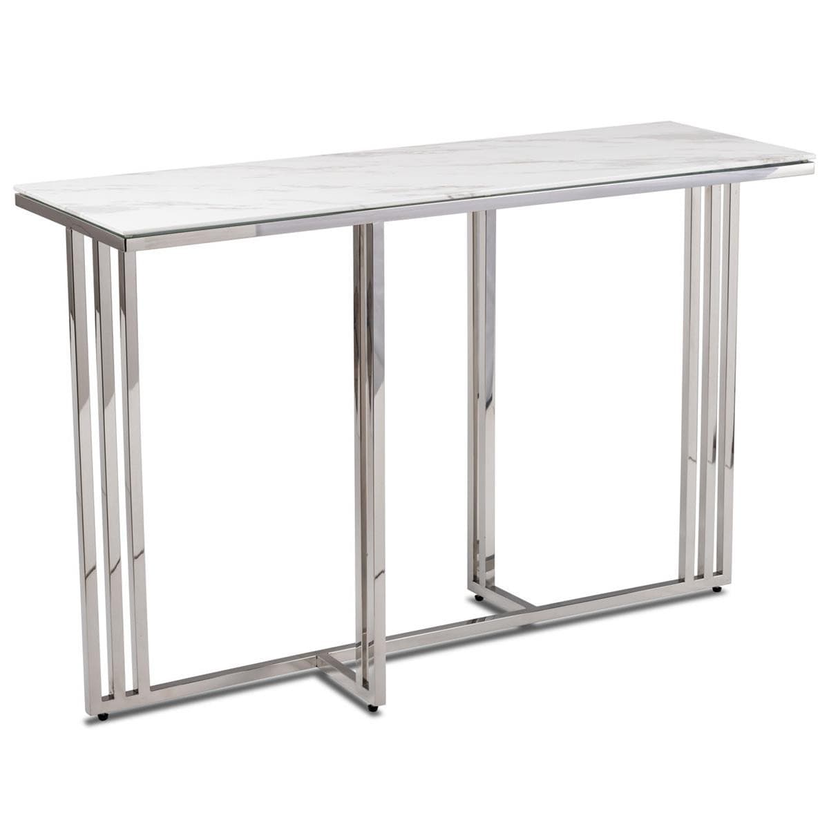 Konferenčný stolík AMAGAT 120 cm strieborný/biely mramor