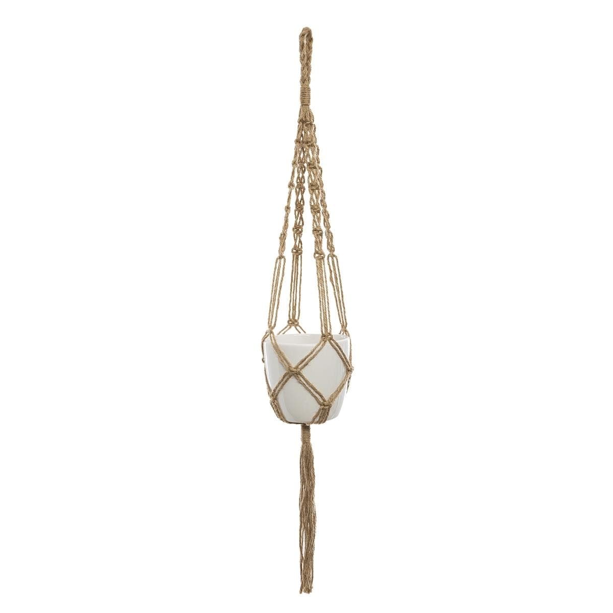 Závesný jutový kvetináč UOL 74 cm biely 1