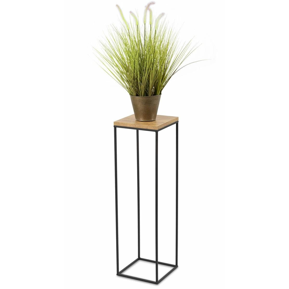 Kvetinový stojan CHARR 80 cm čierny/dub lancelot