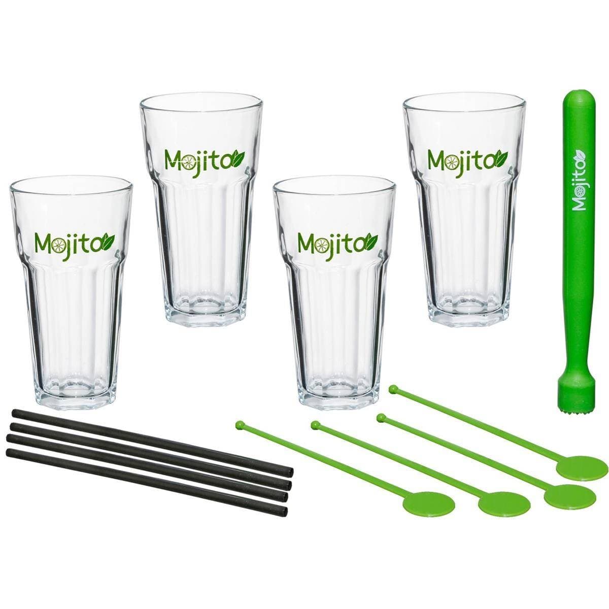 Sada 4 pohárov na Mojito + príslušenstvo
