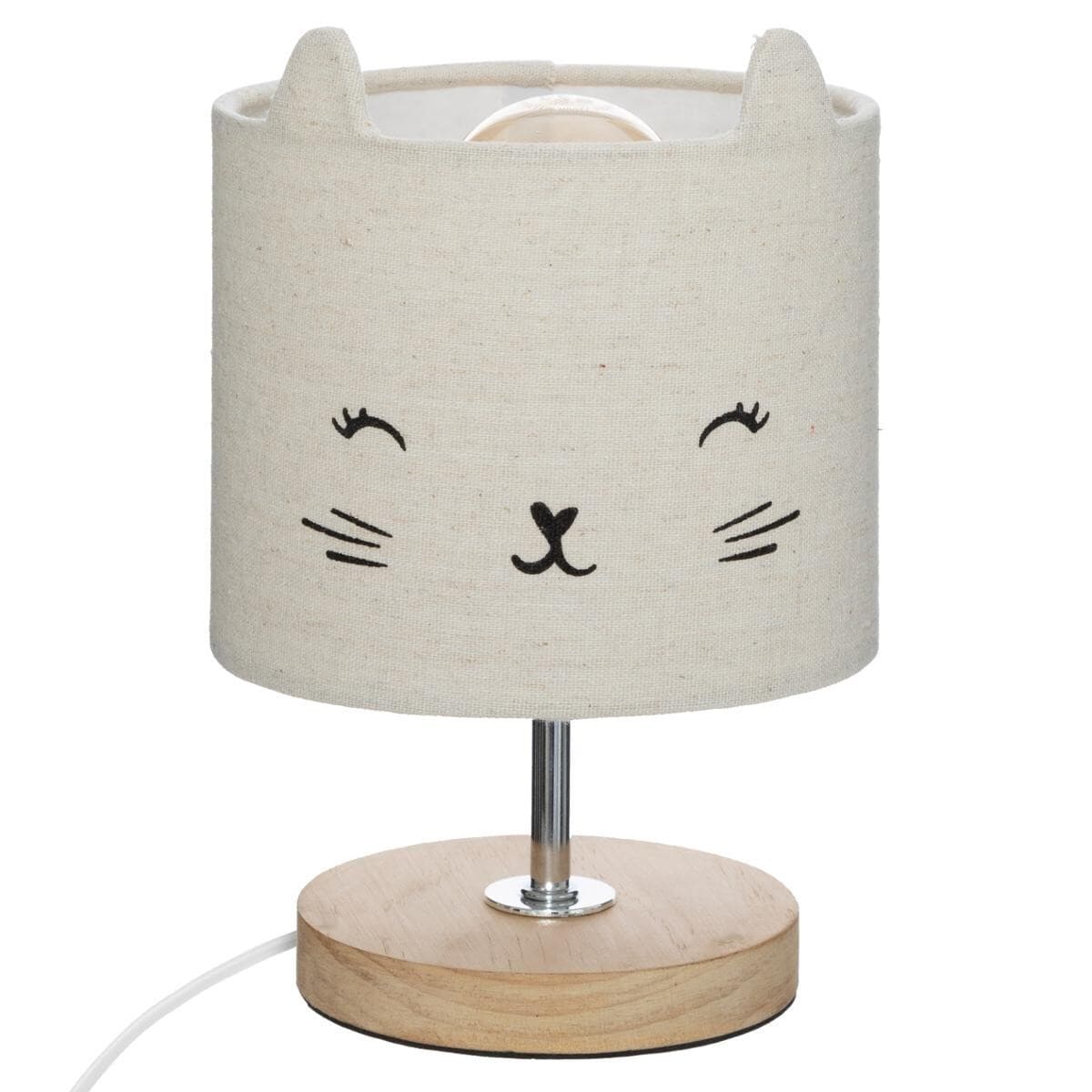 Detská nočná lampa mačka krémová 1