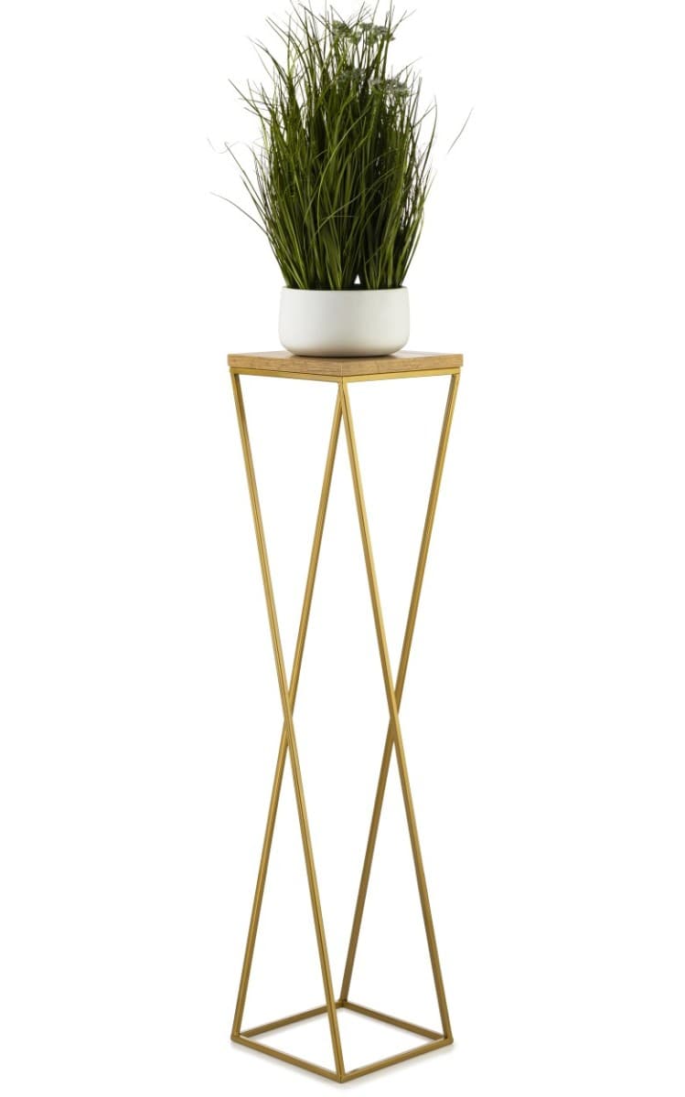 Kvetinový stojan LOFT I 100 cm zlatý/dub lancelot