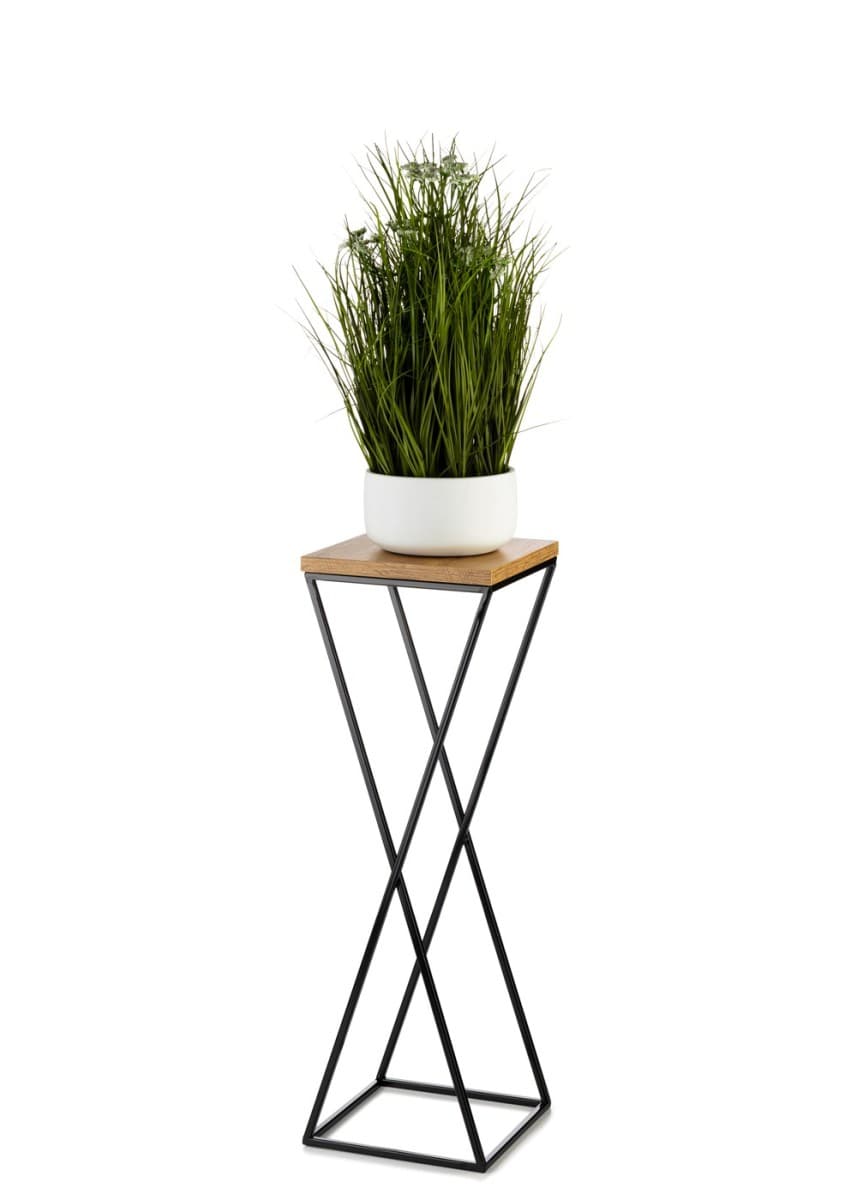 Kvetinový stojan LOFT 70 cm čierny/dub lancelot 1