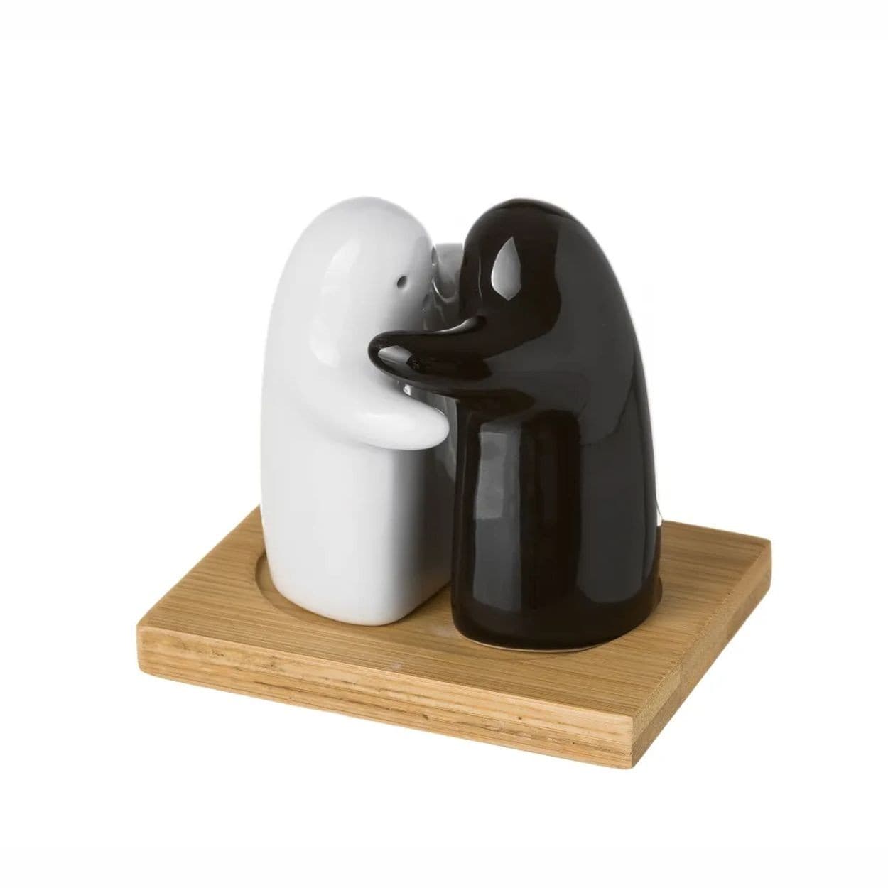Sada 2 ks keramickej soľničky a koreničky SALT & PEPPER čierna/biela