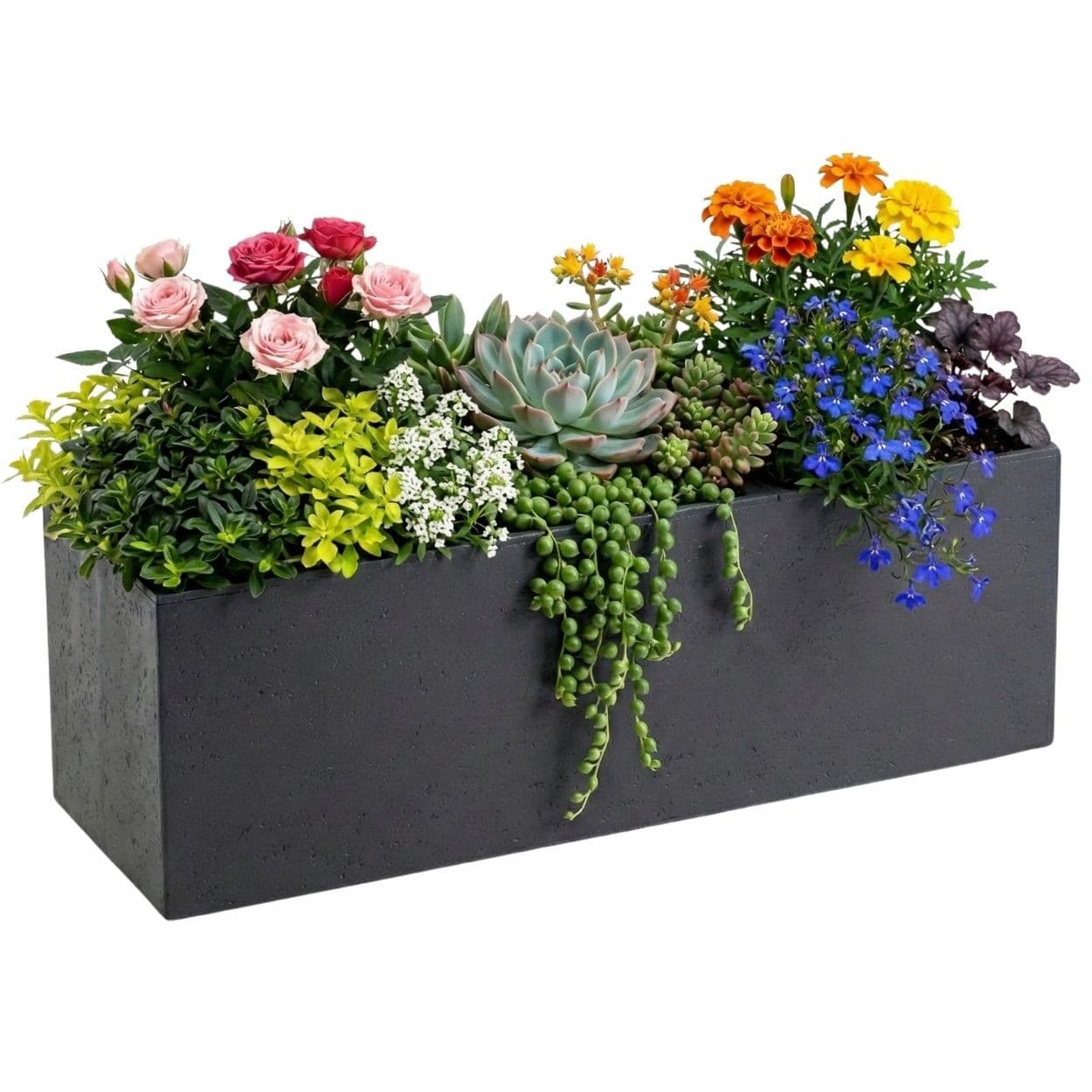 Kvetináč na kolieskach BETONIQUE 90x30 cm antracitový betón 1
