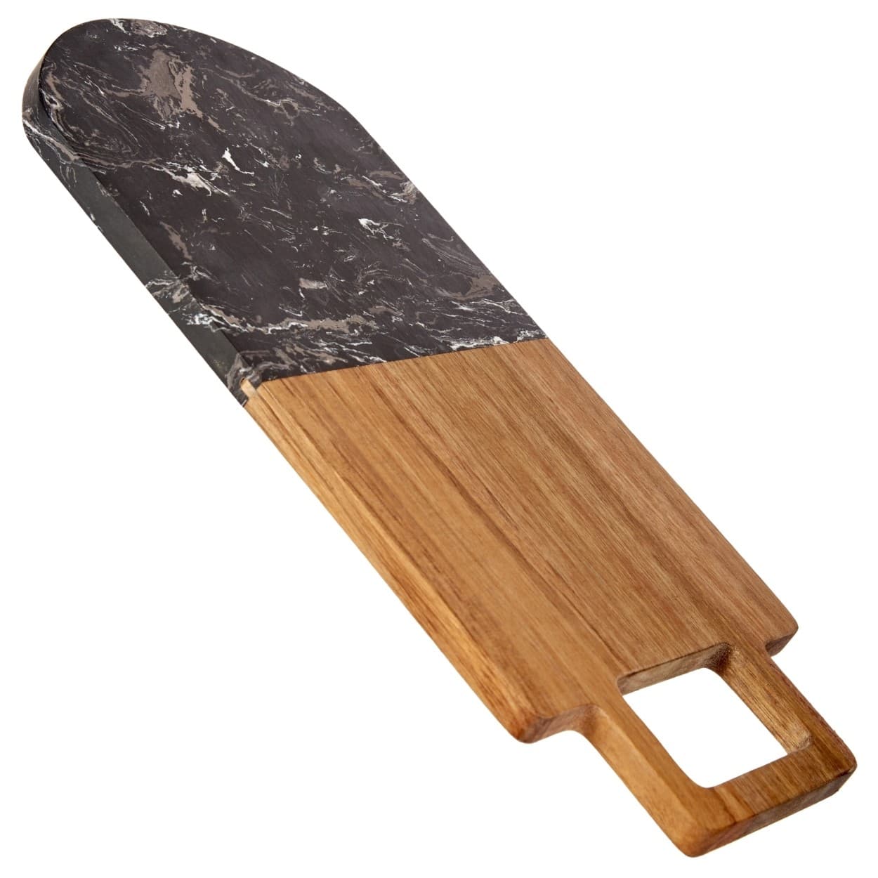 Doska na krájanie s úchytom PREPPY 38x18 cm z masívu/čierny mramor 1