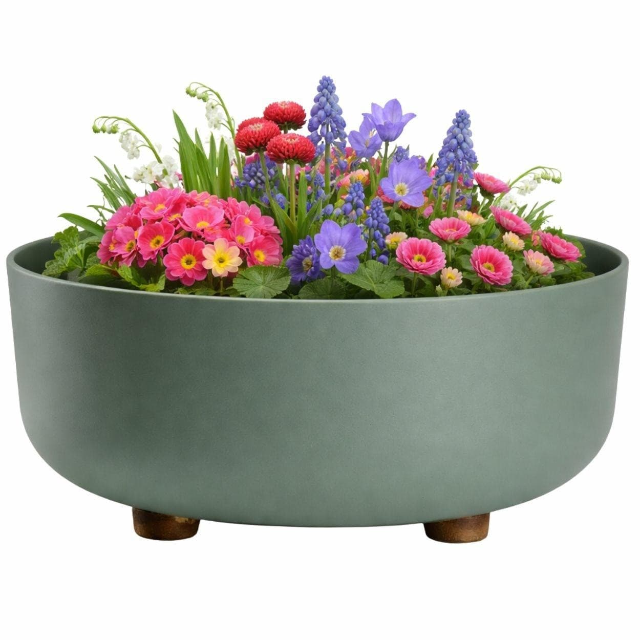 Plastový kvetináč na nožičkách TERRA 14,4x29,7 cm sivozelený