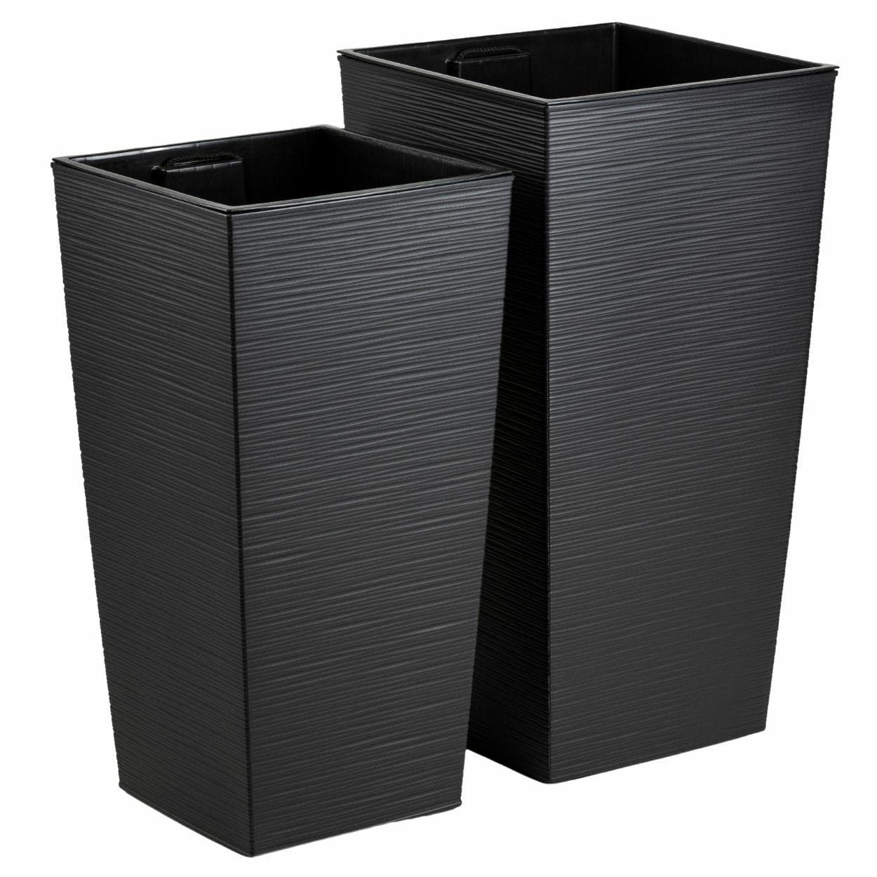 Sada 2 ks kvetináčov Porto Riflo 75x39,6/67,7x35 cm čierna
