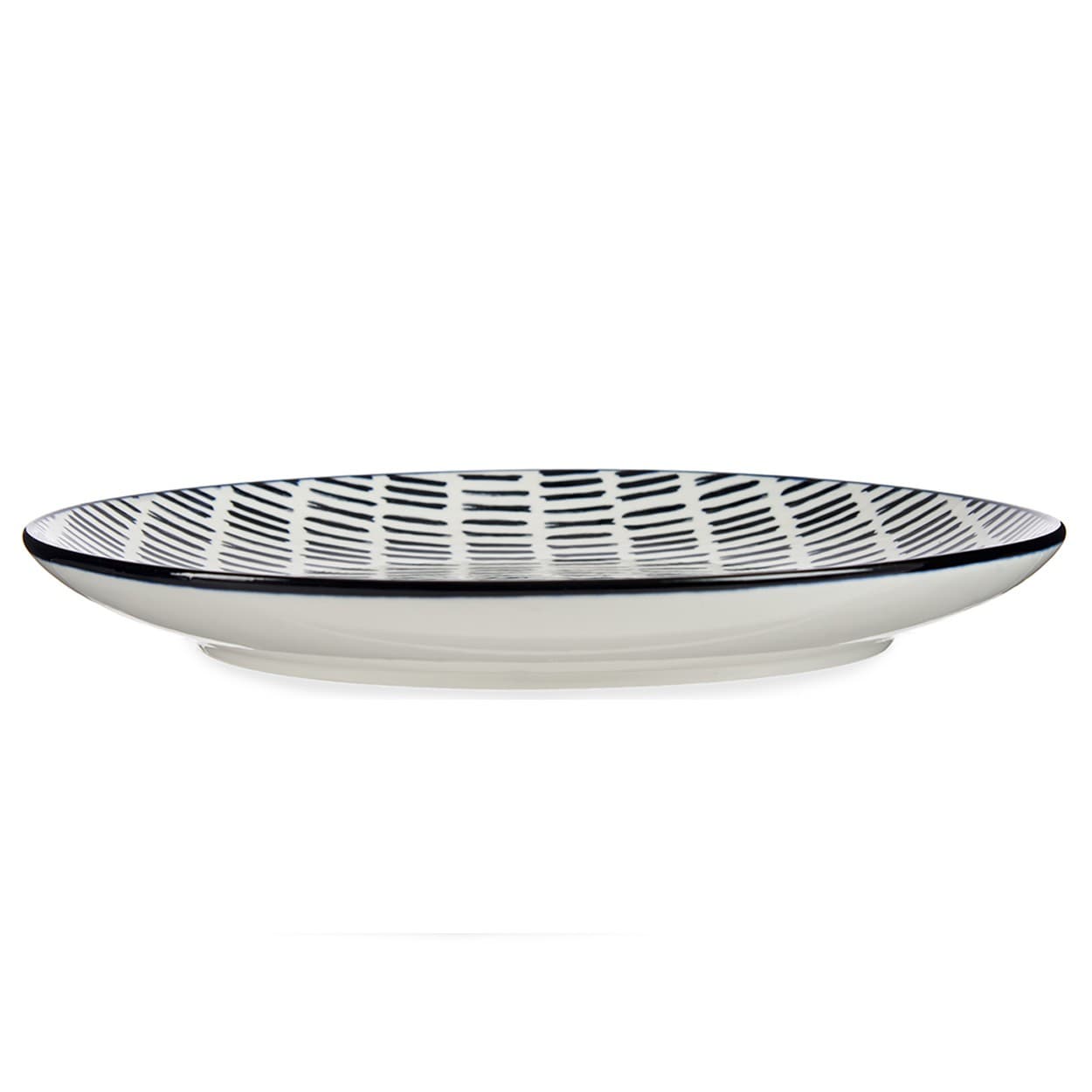 Porcelánový plytký tanier LINEAS 24 cm čierny/biely