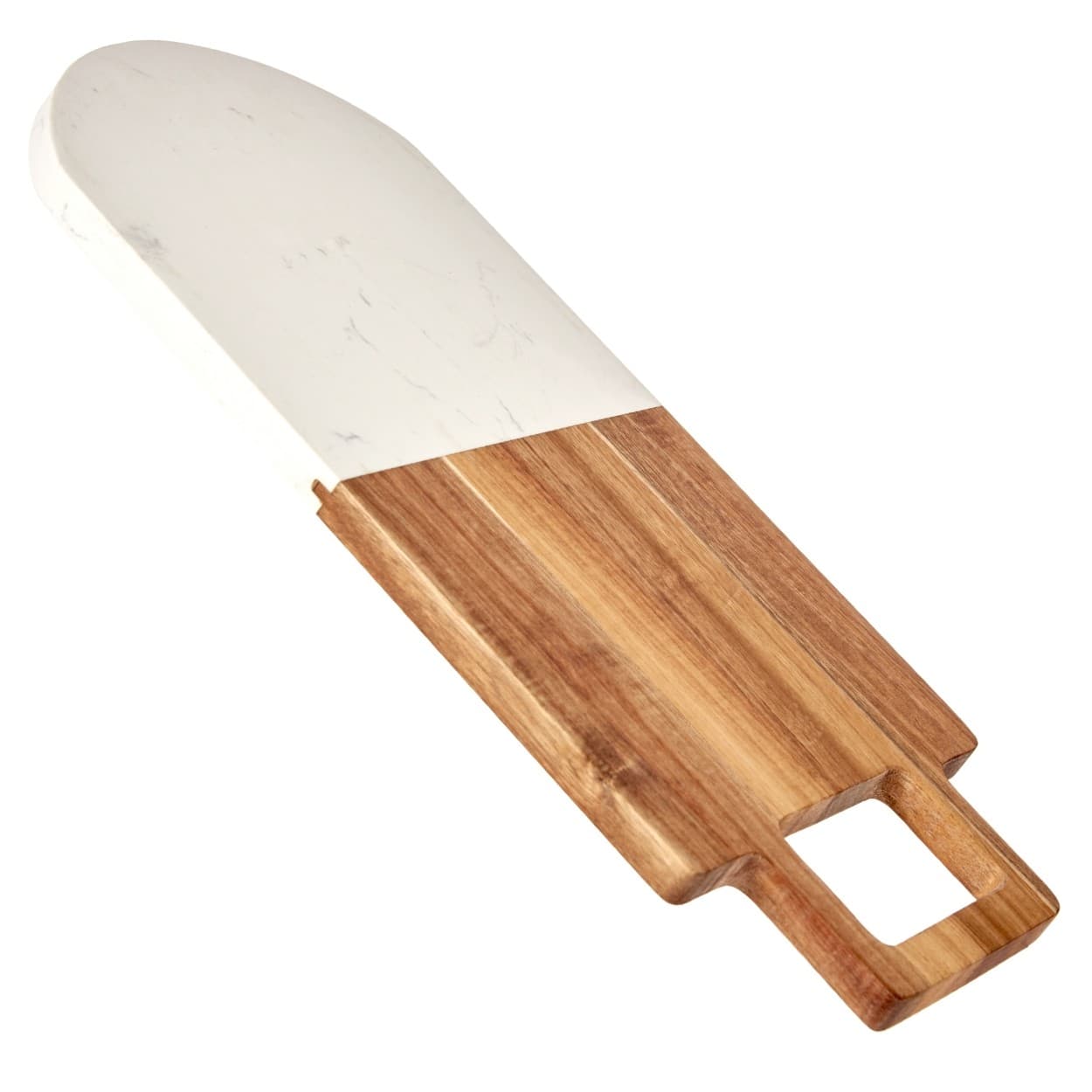 Doska na krájanie s úchytom PREPPY 38x18 cm z masívu/biely mramor