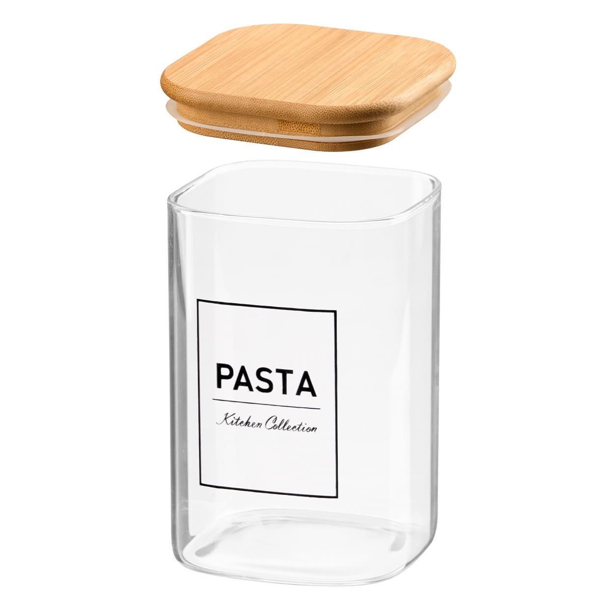 Sklenená kuchynská dóza na cestoviny PASTAS 1,2 l bambus/číra 1