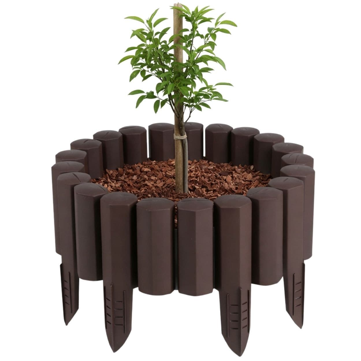 Sada 8 ks záhradných palisád Frame 220 cm hnedá 1