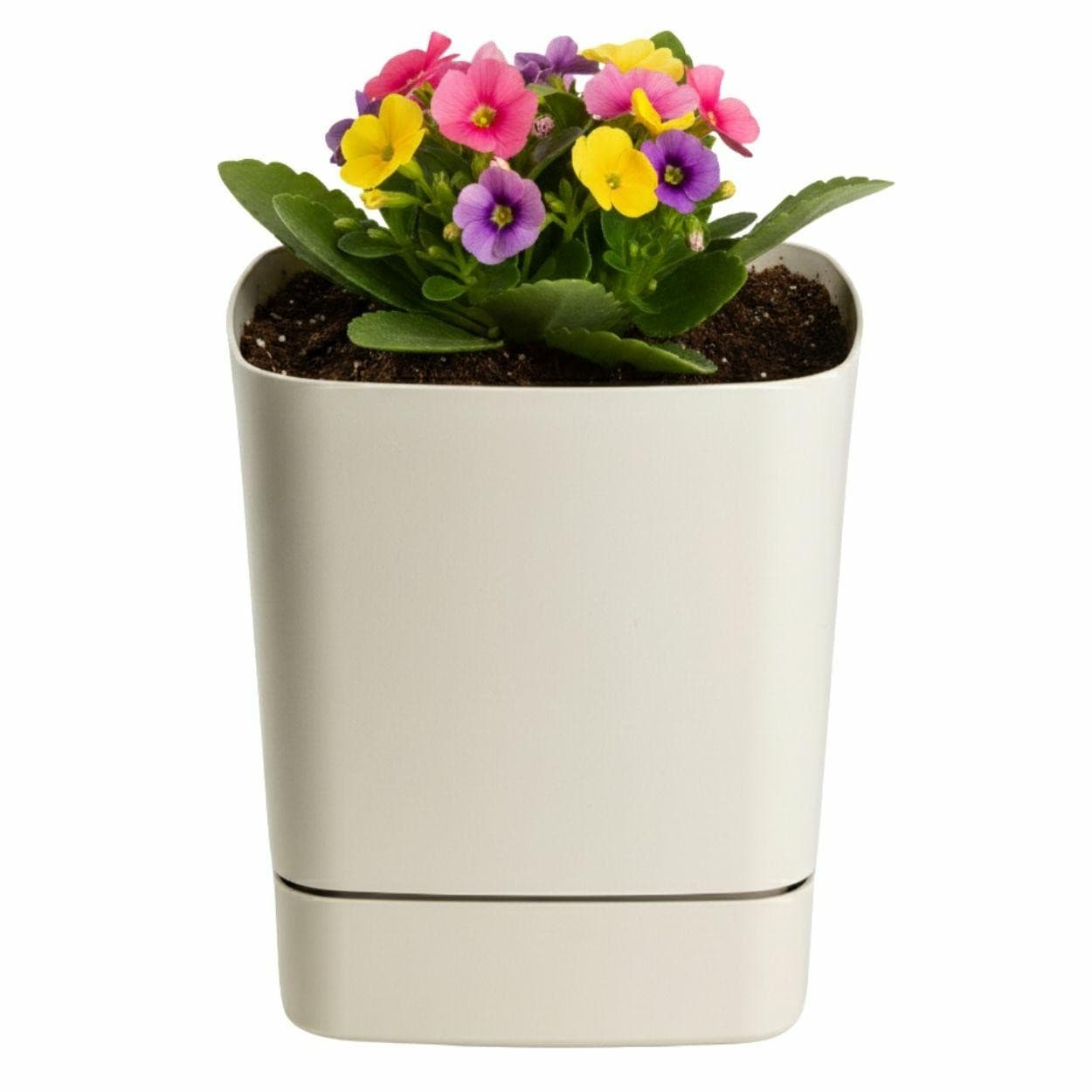 Plastový kvetináč s podmiskou Cubi 16x16 cm - výber z 6 prevedení