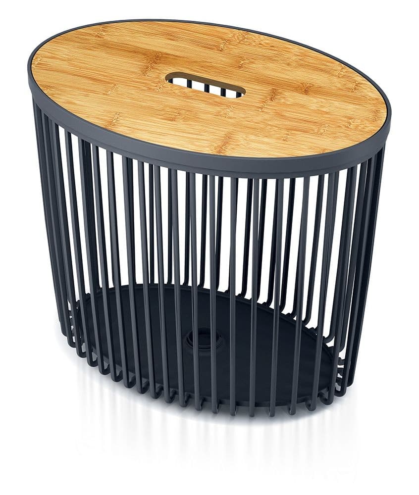 Univerzálny oválny kôš Clubo s bambusovým vekom antracitový 1
