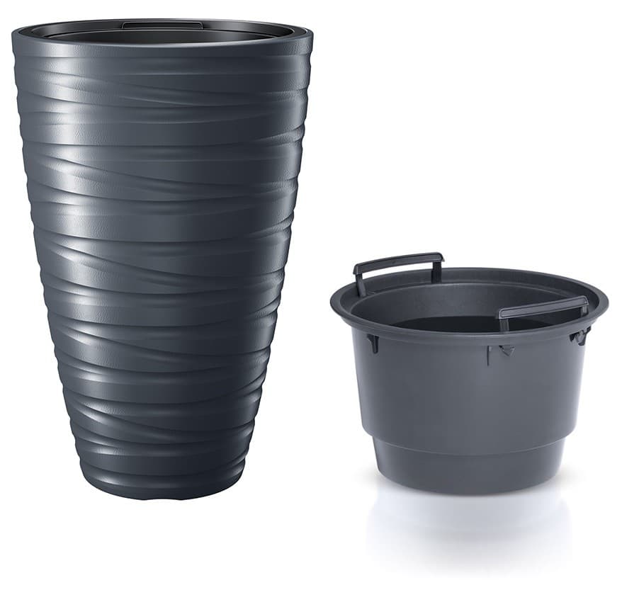 Vysoký kvetináč s vložkou Maxe antracit 37,5cm 1