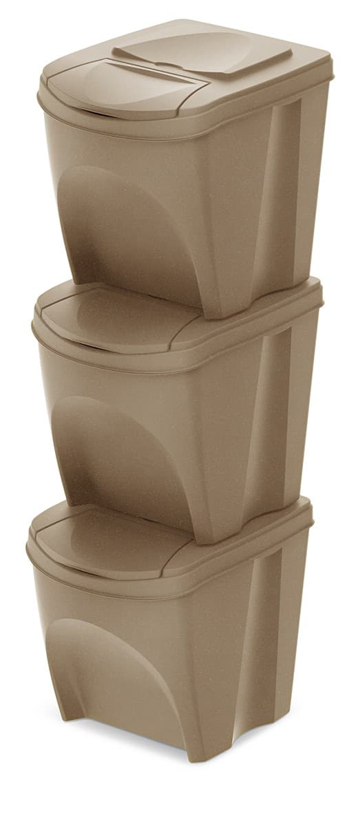 Súprava odpadkových košov SORTEX, prírodná, objem 3x25l