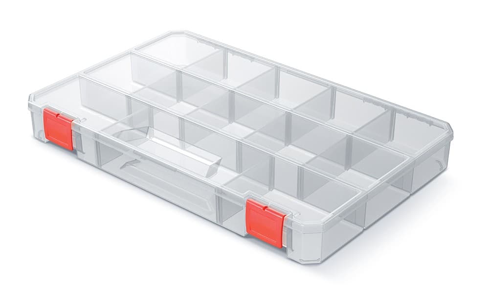 Organizér RQS KRABICA 35,5x23x4,1 cm transparentný/červený