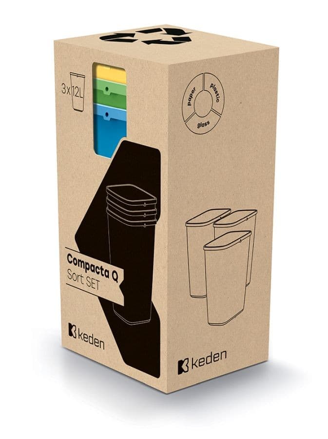 Sada 3 odpadkových košov COMPACTO 3x12 L viacfarebná 1