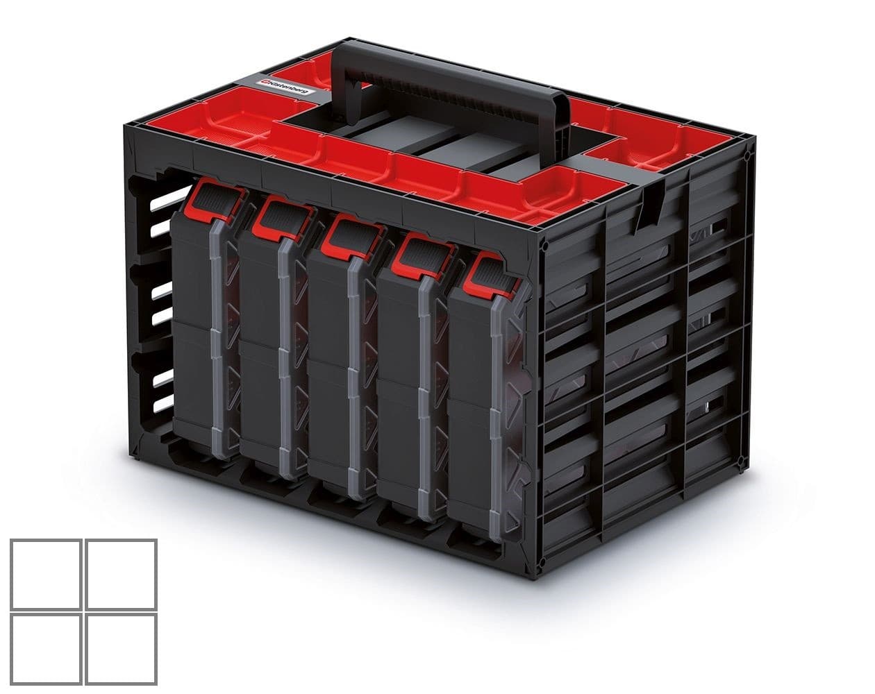 Sada organizérů 5 ks TAMON 41,5 x 29 x 29 cm černo-červená